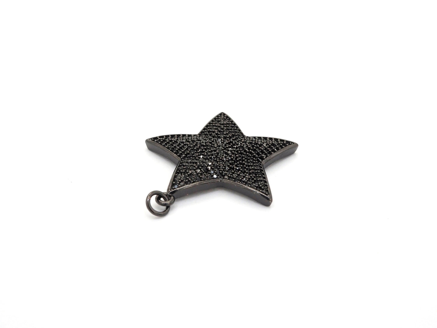 Black CZ Pave On Black Micro Pave Five Point Star Pendant/Charm,Cubic Zirconia Pendant,Fashion Jewelry Findings, 31x32mm, sku#F538