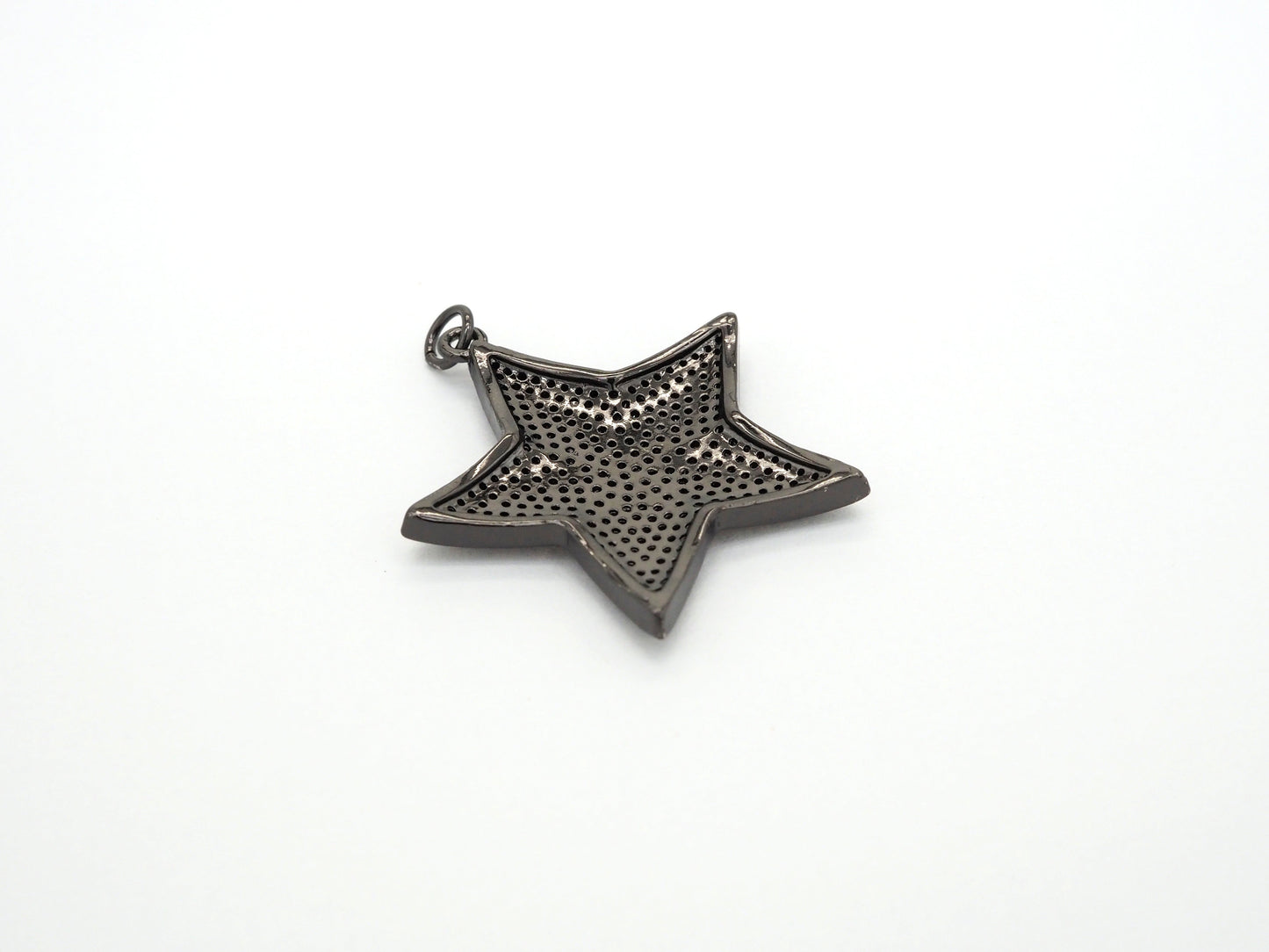 Black CZ Pave On Black Micro Pave Five Point Star Pendant/Charm,Cubic Zirconia Pendant,Fashion Jewelry Findings, 31x32mm, sku#F538