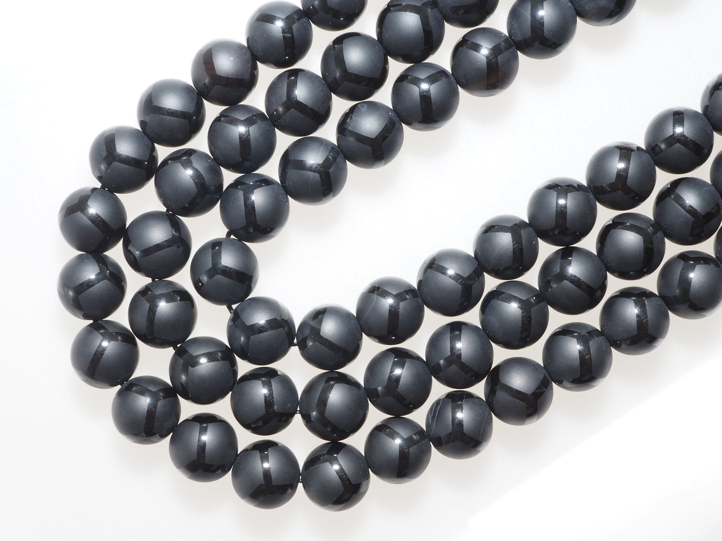 Black Onyx Matte Round Smooth with Football line Beads, 6mm/8mm/10mm/12mm Round Matte onyx, Patterned Onyx, 15.5inch strand, SKU#V16
