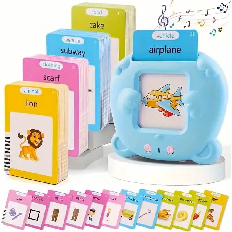Flash Card Learning Toy – 112 Cards, 224 Words, USB Rechargeable Reading Toy for Kids (Pink/Blue)
