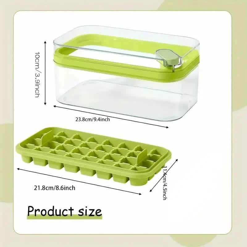 Ensemble de 2 bacs à glaçons de 101 oz - 64 glaçons en silicone avec couvercle et bac de rangement