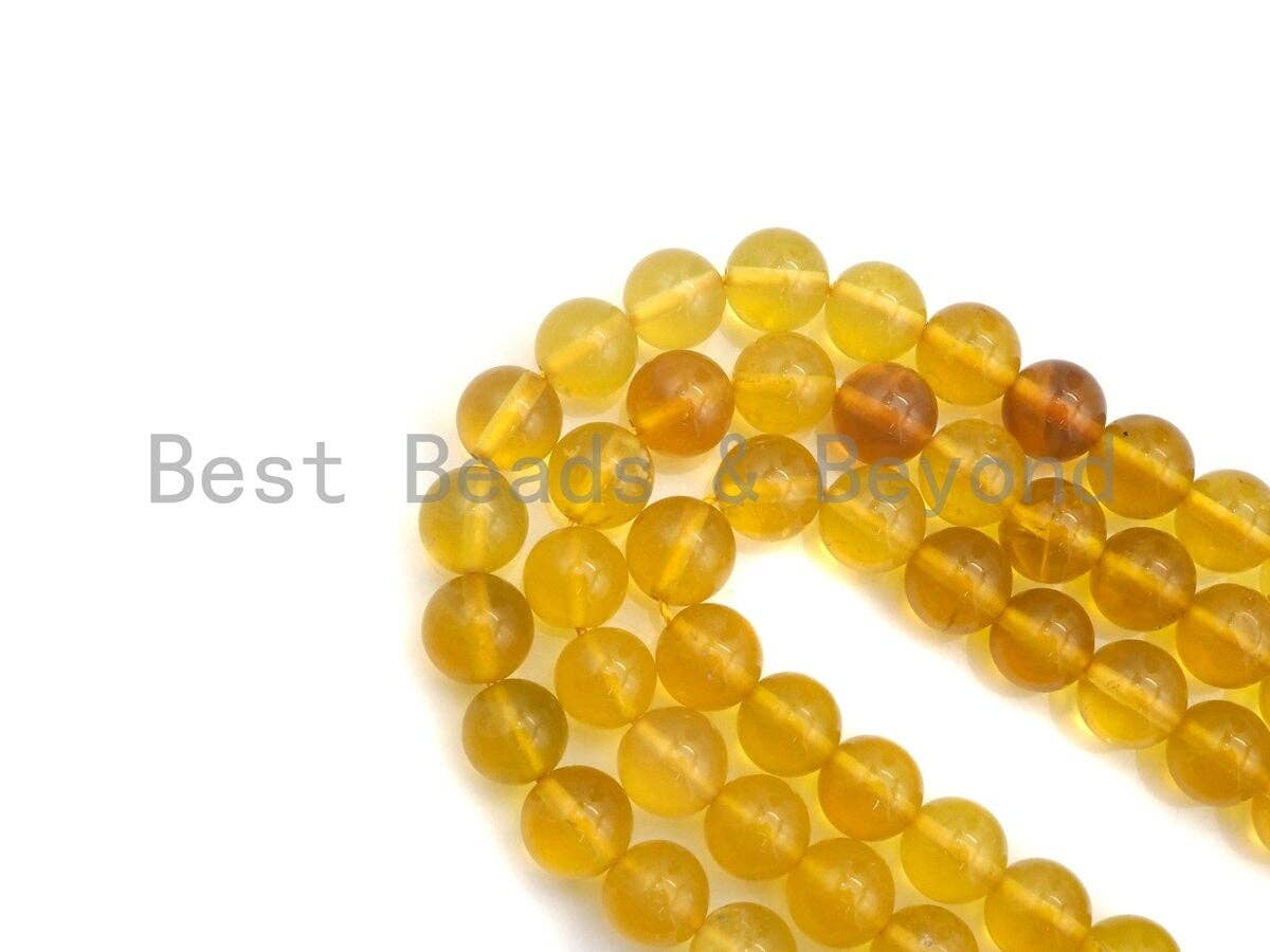 High Quality Natural Yellow Opal Beads, 6mm/8mm/10mm Round Smooth Yellow Gemstone Beads, 15.5" Full Strand, Sku#U807