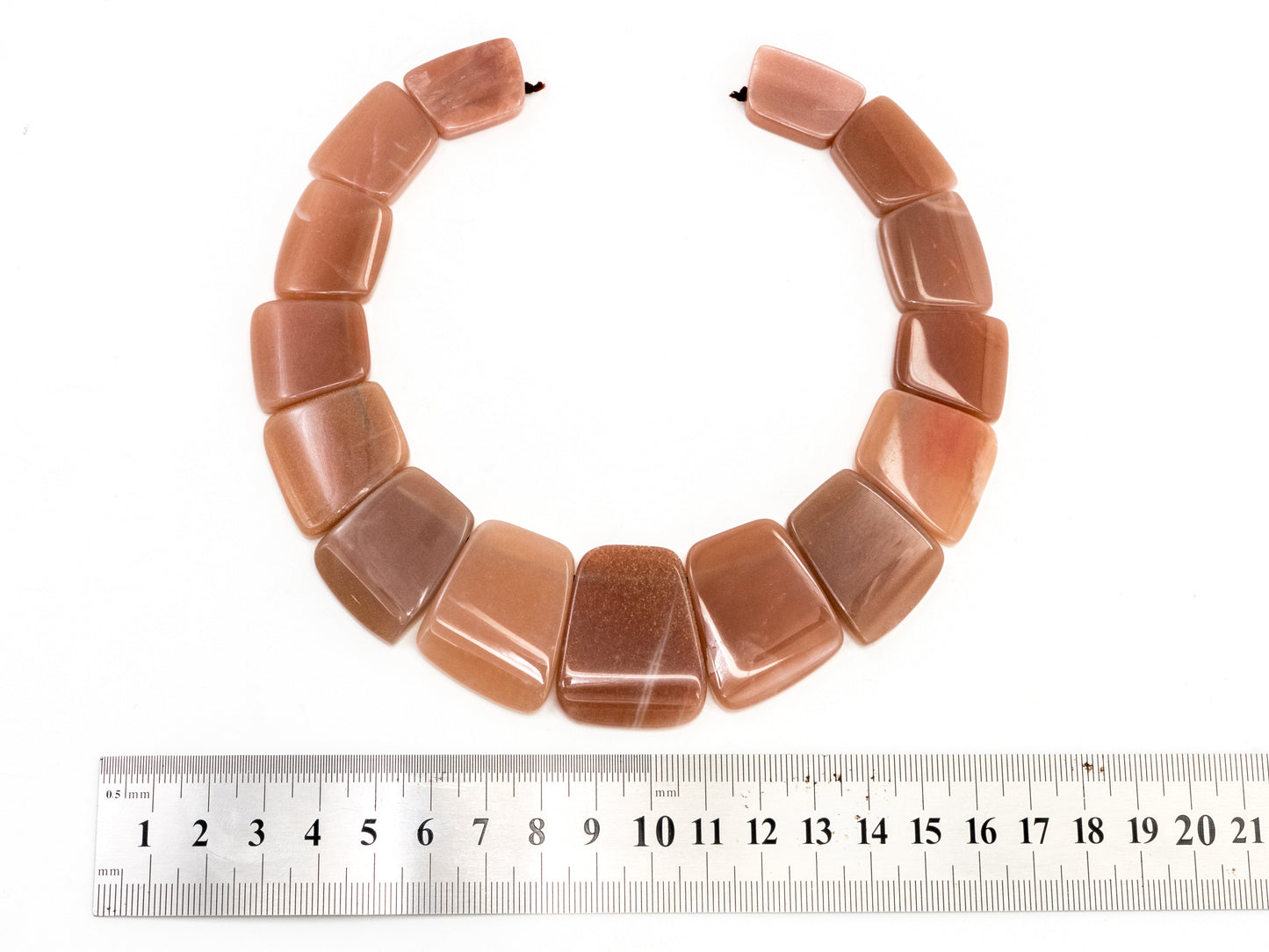 Quality Natural Brown Moonstone Graduated 17-35mm Trapezoid Beads Strand, Natural Brown Moonstone Gemstone Beads, 1 strand,sku#U224