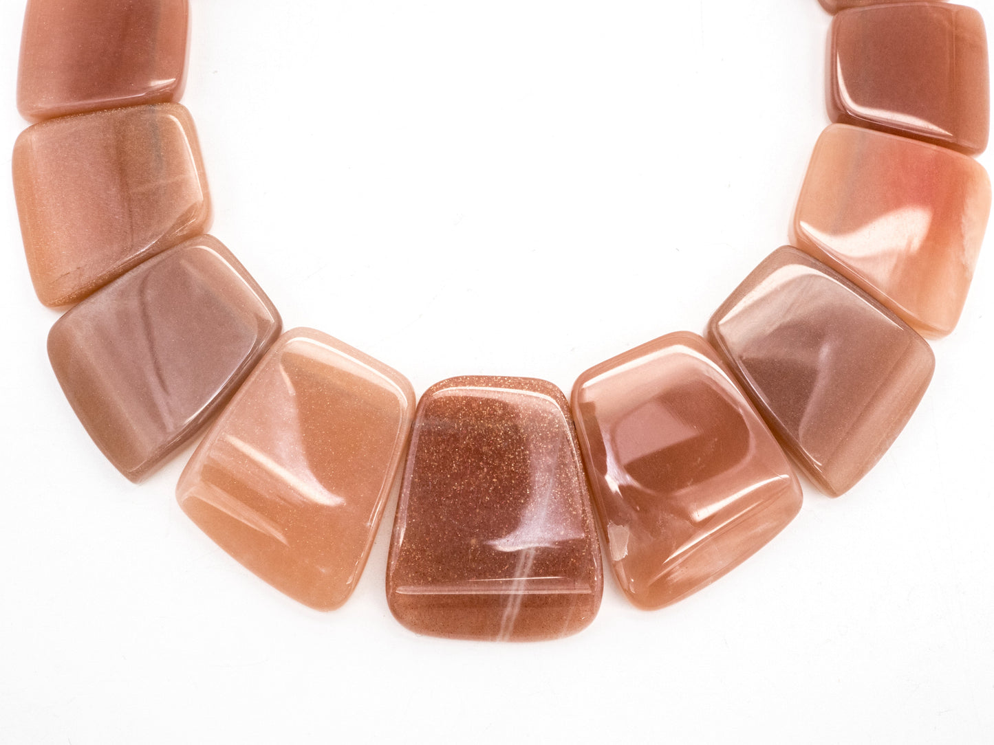 Quality Natural Brown Moonstone Graduated 17-35mm Trapezoid Beads Strand, Natural Brown Moonstone Gemstone Beads, 1 strand,sku#U224