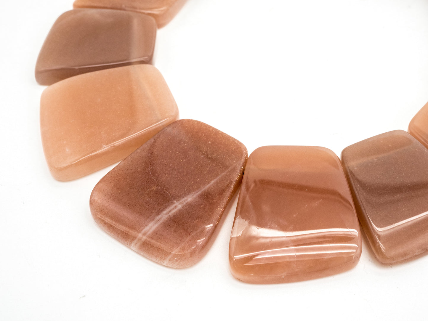 Quality Natural Brown Moonstone Graduated 17-35mm Trapezoid Beads Strand, Natural Brown Moonstone Gemstone Beads, 1 strand,sku#U224