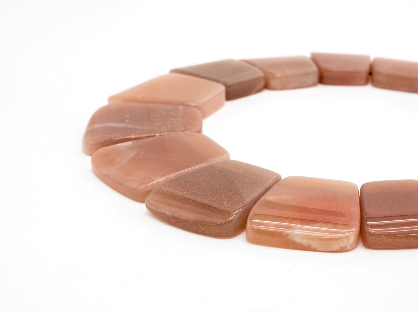 Quality Natural Brown Moonstone Graduated 17-35mm Trapezoid Beads Strand, Natural Brown Moonstone Gemstone Beads, 1 strand,sku#U224