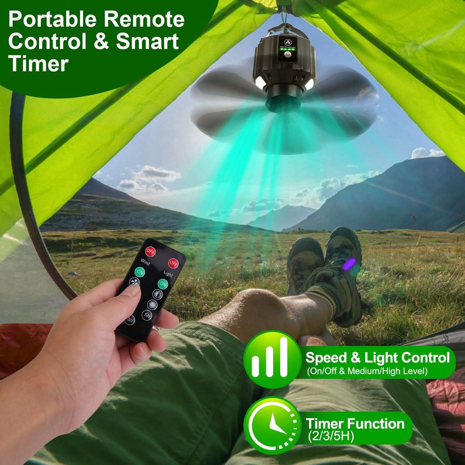 10400mAh USB Battery Powered Hanging Tent Lantern Fan Power Bank