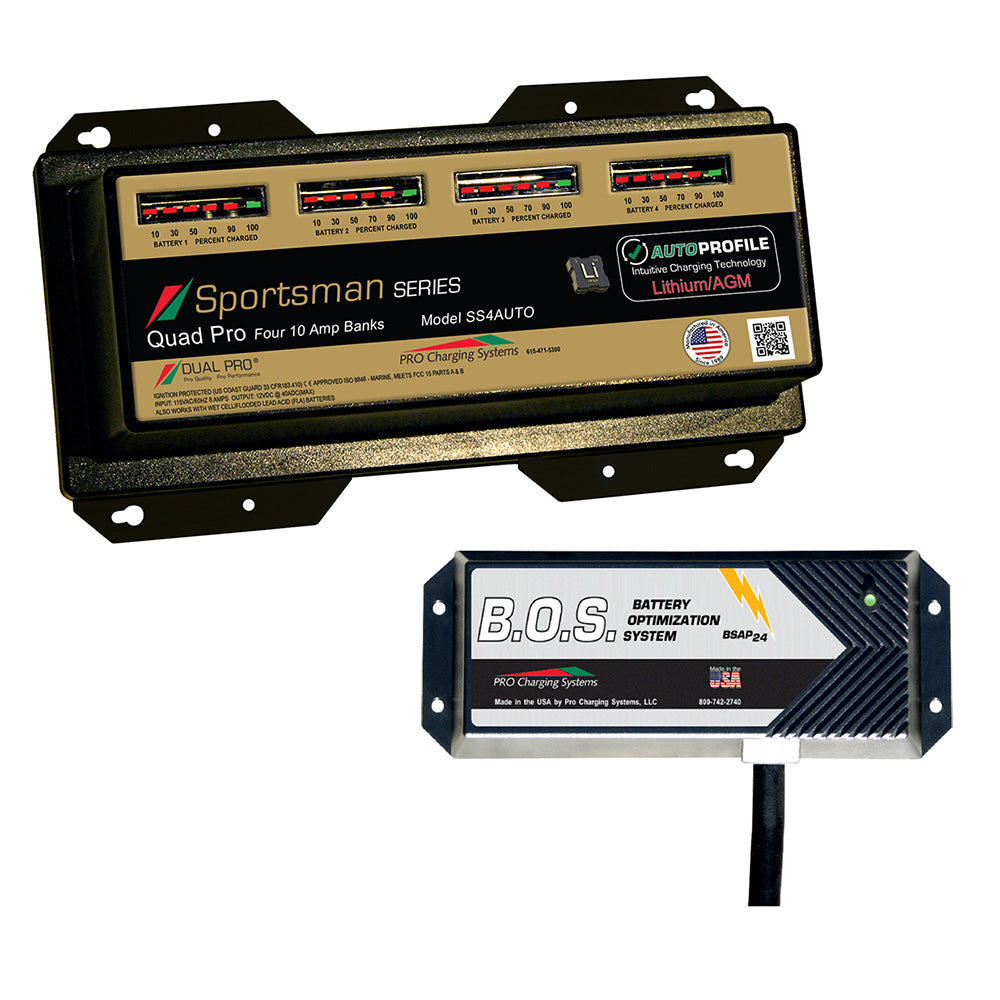 Chargeur de batterie 4 bancs Dual Pro SS4 Auto avec B.O.S. 2 bancs [SS4AUTO/BOS12V2]