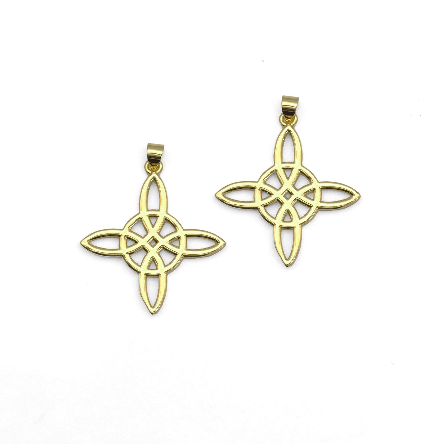 Gold Chinese Knot Flower Shape Charm, Sku#LK828