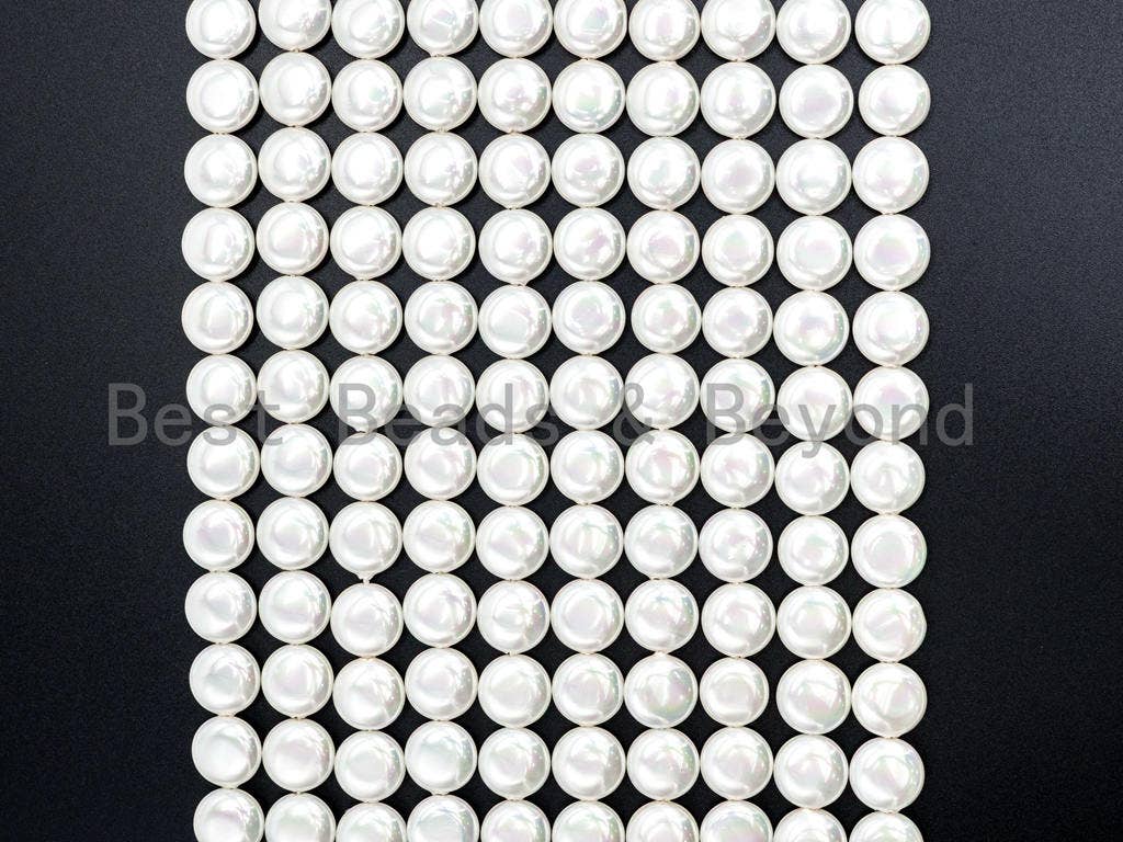 Natural Mother of Pearl beads,  White Pearl Coin, Sku#T59