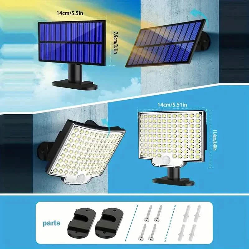 Projecteur de sécurité 106 LED avec détecteur crépusculaire, éclairage extérieur grand angle 270°