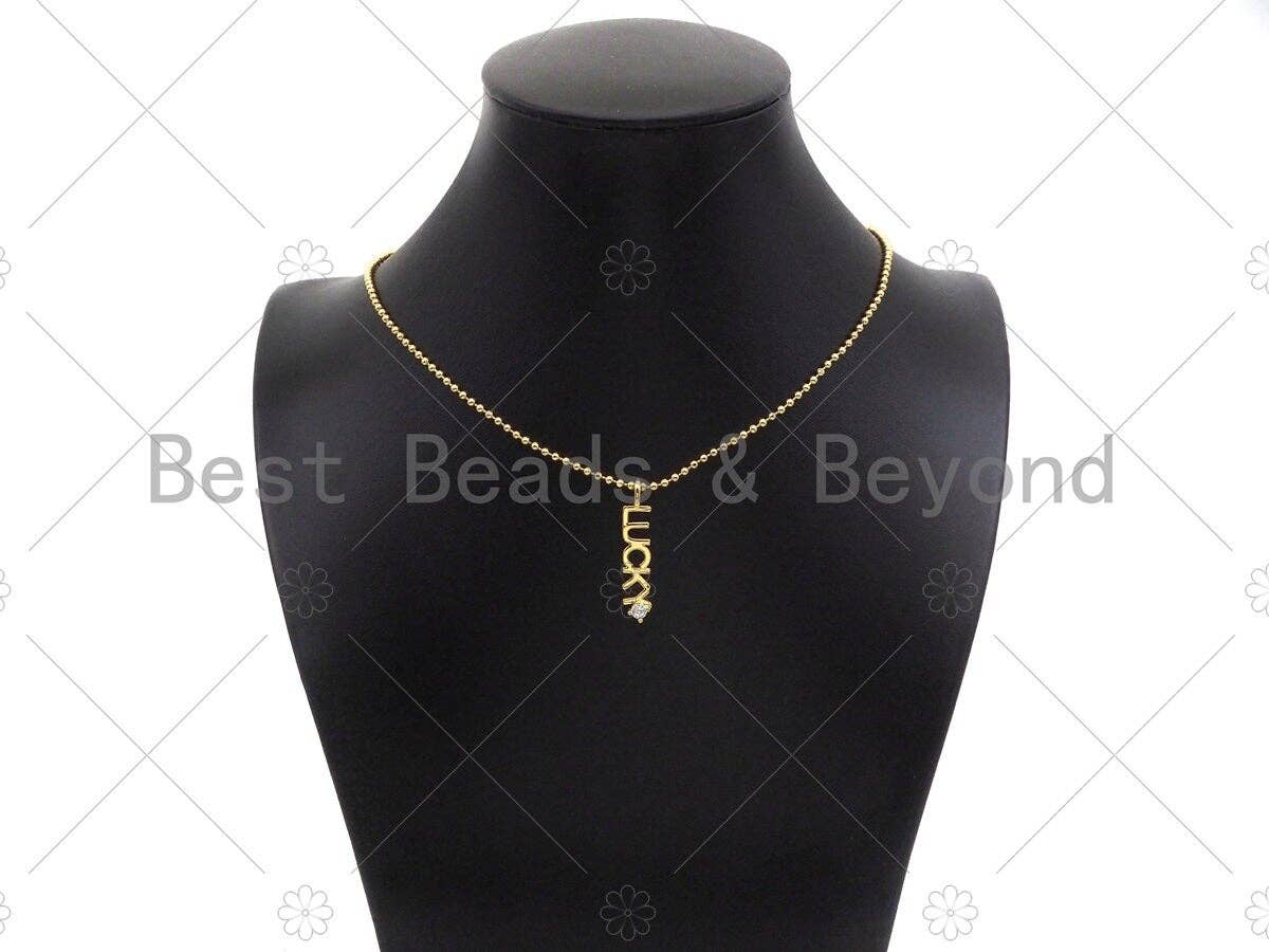 CZ Micro Pave Grateful Blessed Lucky Fuck word Pendant,Sku#Z1309