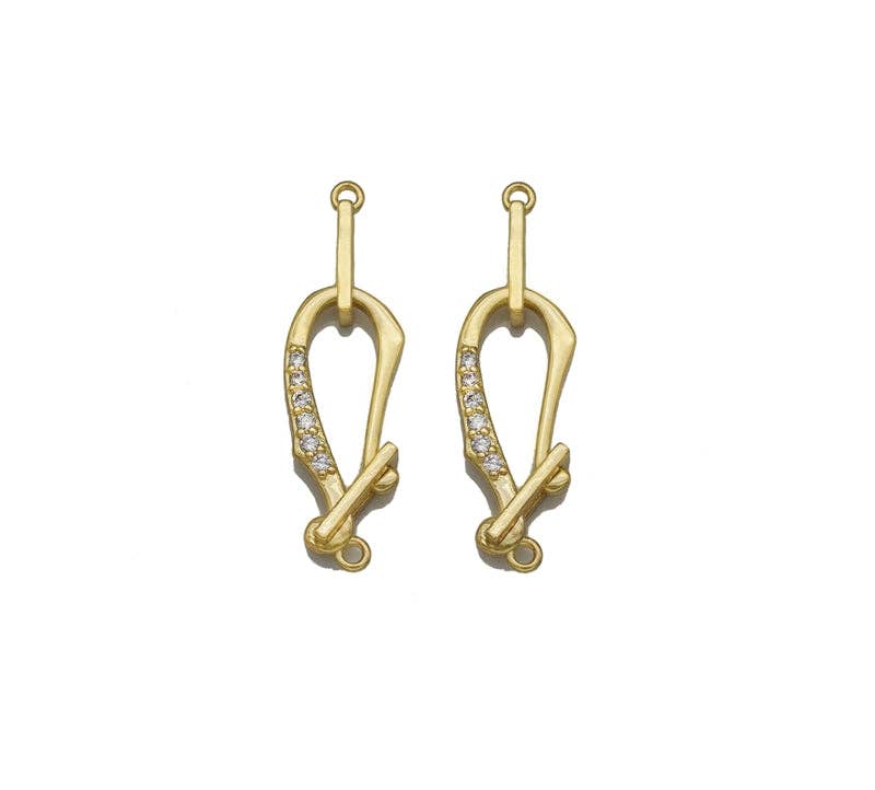 CZ Gold D Shape Connector Clasp, Sku#LK764