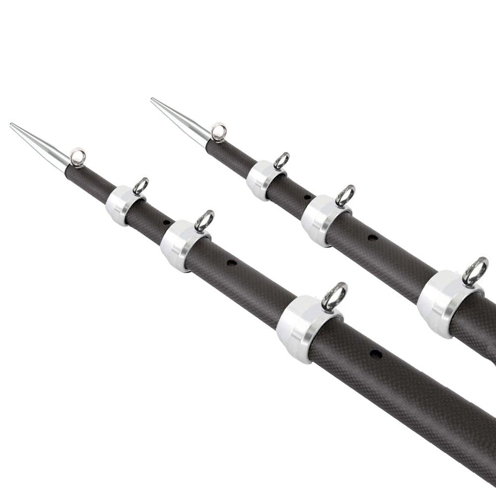 Tangons télescopiques en fibre de carbone Tigress 15' XD 3K - Noir mat/argent - Paire [88679-7]