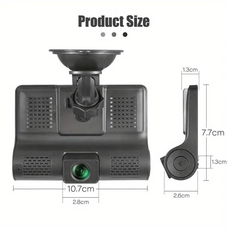 1080P 3-Camera Recorder Dash Cam with Night Vision