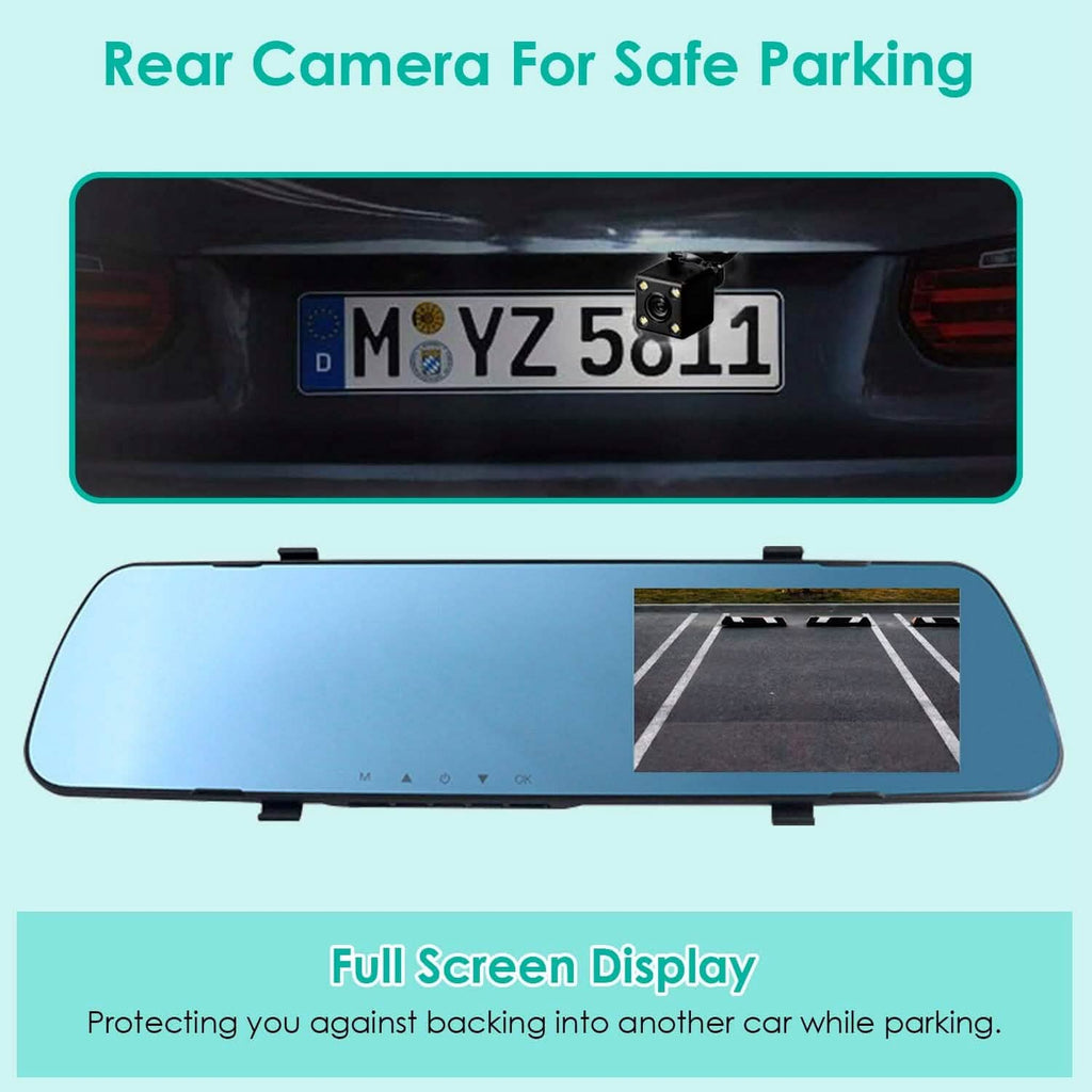 DVR de voiture 1080p, dashcam 4,3 pouces avec angle de 140° et enregistrement en boucle