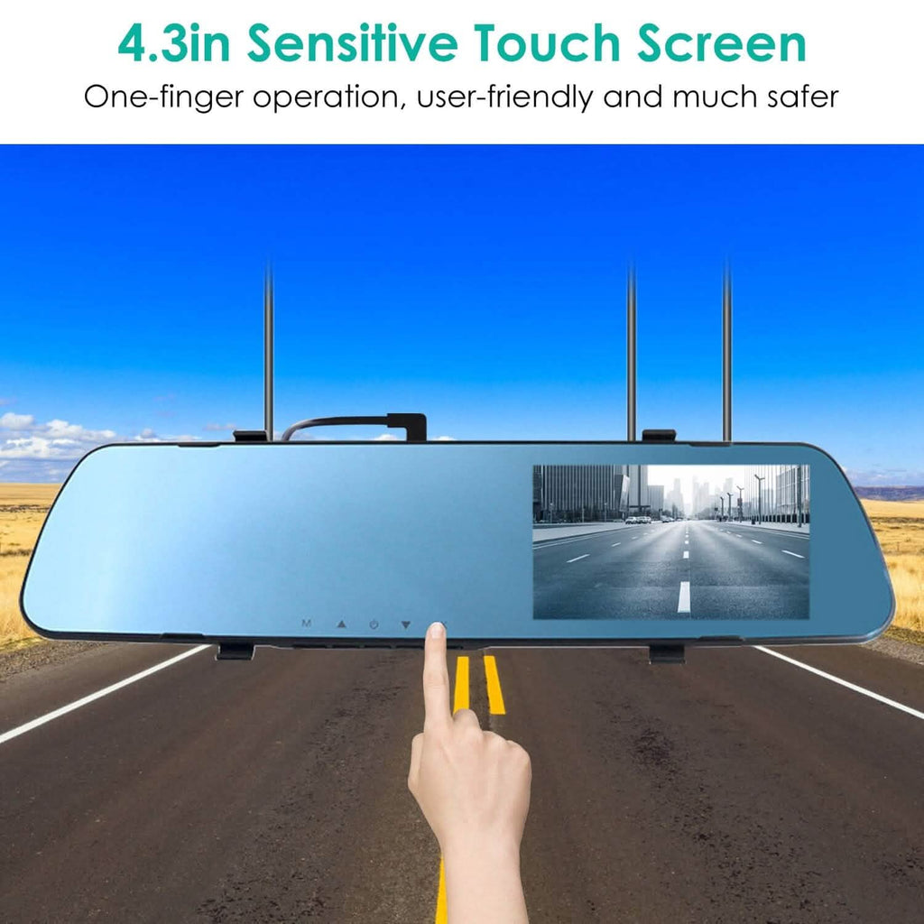 DVR de voiture 1080p, dashcam 4,3 pouces avec angle de 140° et enregistrement en boucle