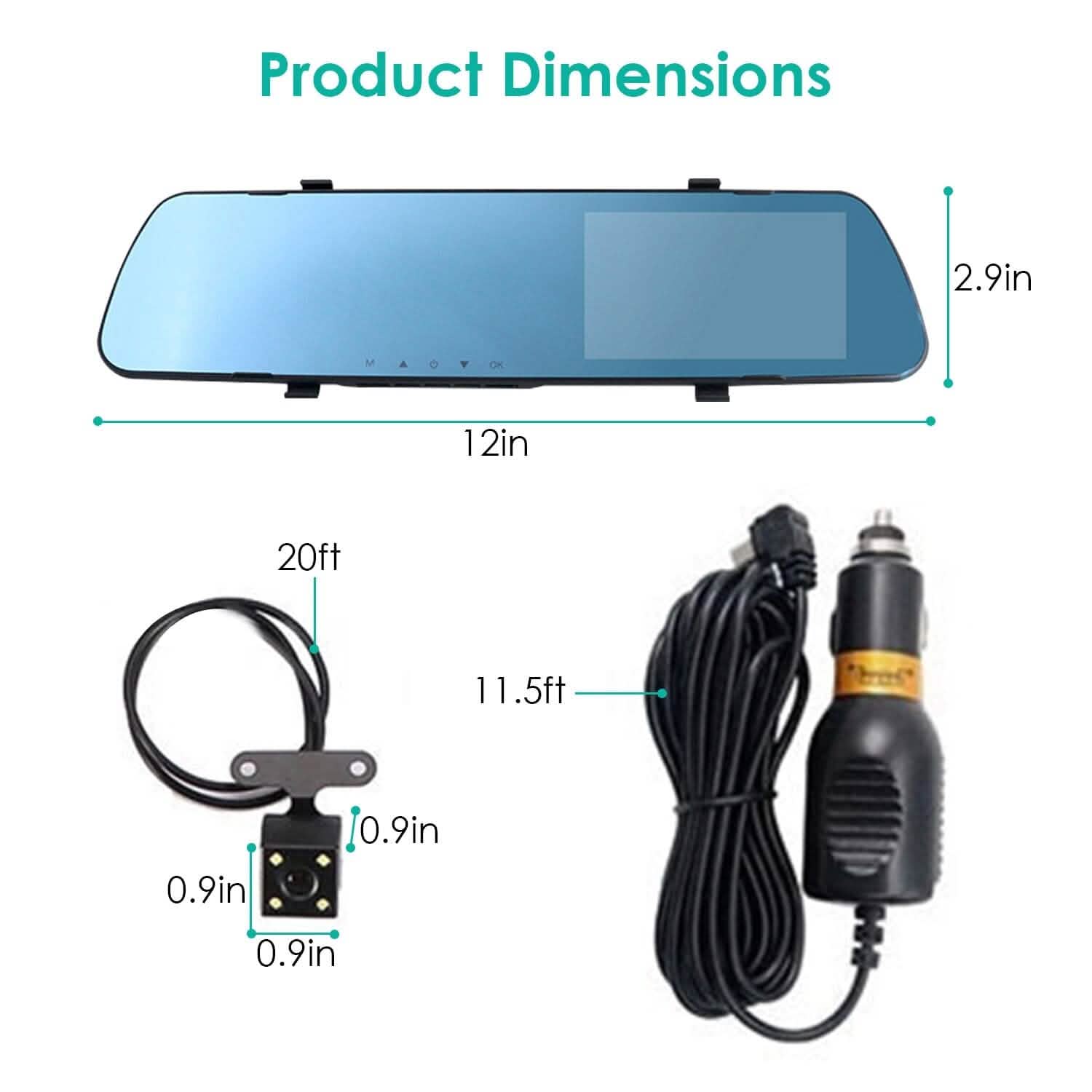 DVR de voiture 1080p, dashcam 4,3 pouces avec angle de 140° et enregistrement en boucle