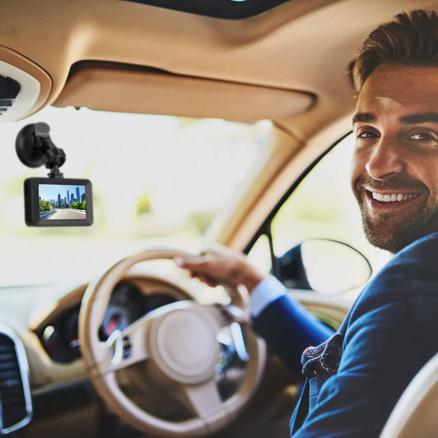 Dashcam double 1080p, écran 3" avec caméra avant et arrière, capteur G, détection de mouvement, vision nocturne, enregistrement en boucle
