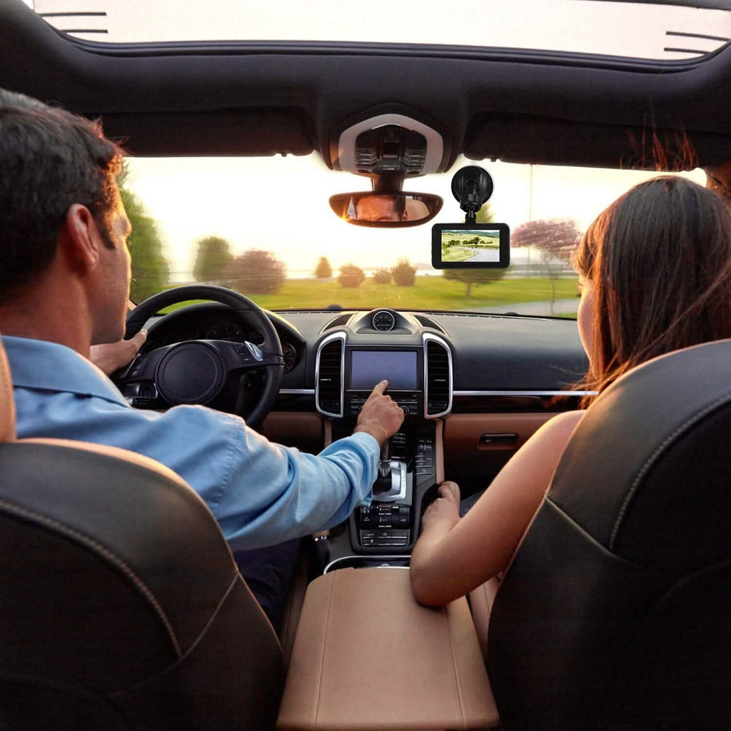 Dashcam double 1080p, écran 3" avec caméra avant et arrière, capteur G, détection de mouvement, vision nocturne, enregistrement en boucle