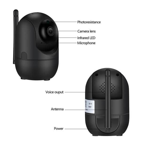 Caméra de sécurité domestique à suivi intelligent 1080P Caméra WiFi PTZ HD
