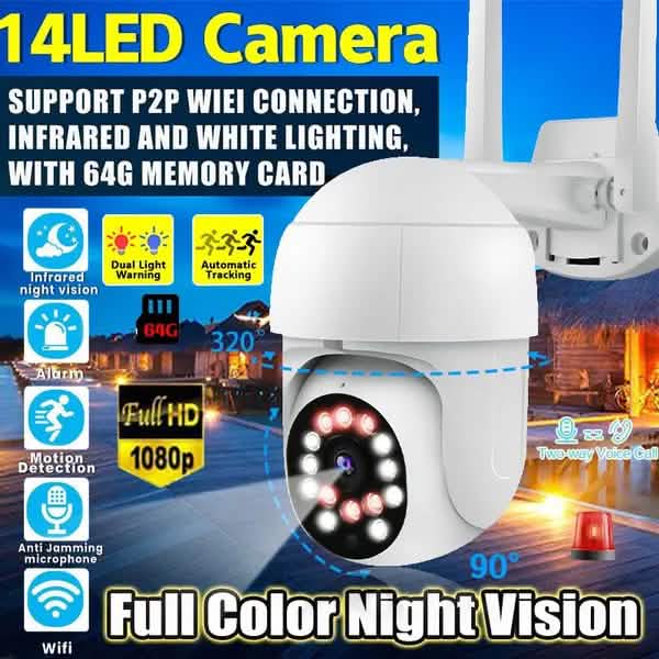 Caméra de surveillance extérieure 1080P avec vision nocturne couleur