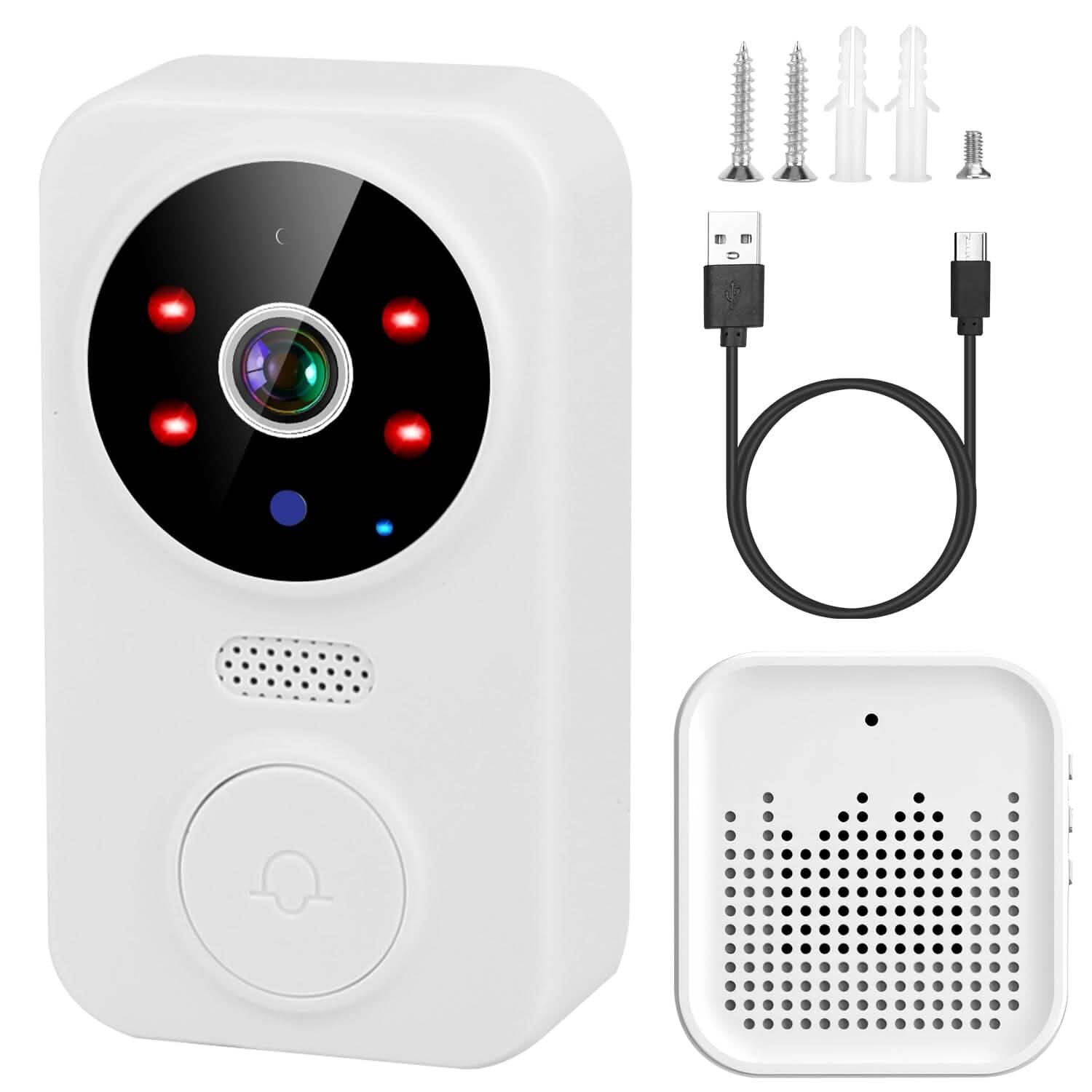 Caméra de sonnette de sécurité WiFi 1080P Audio bidirectionnel Stockage Cloud gratuit