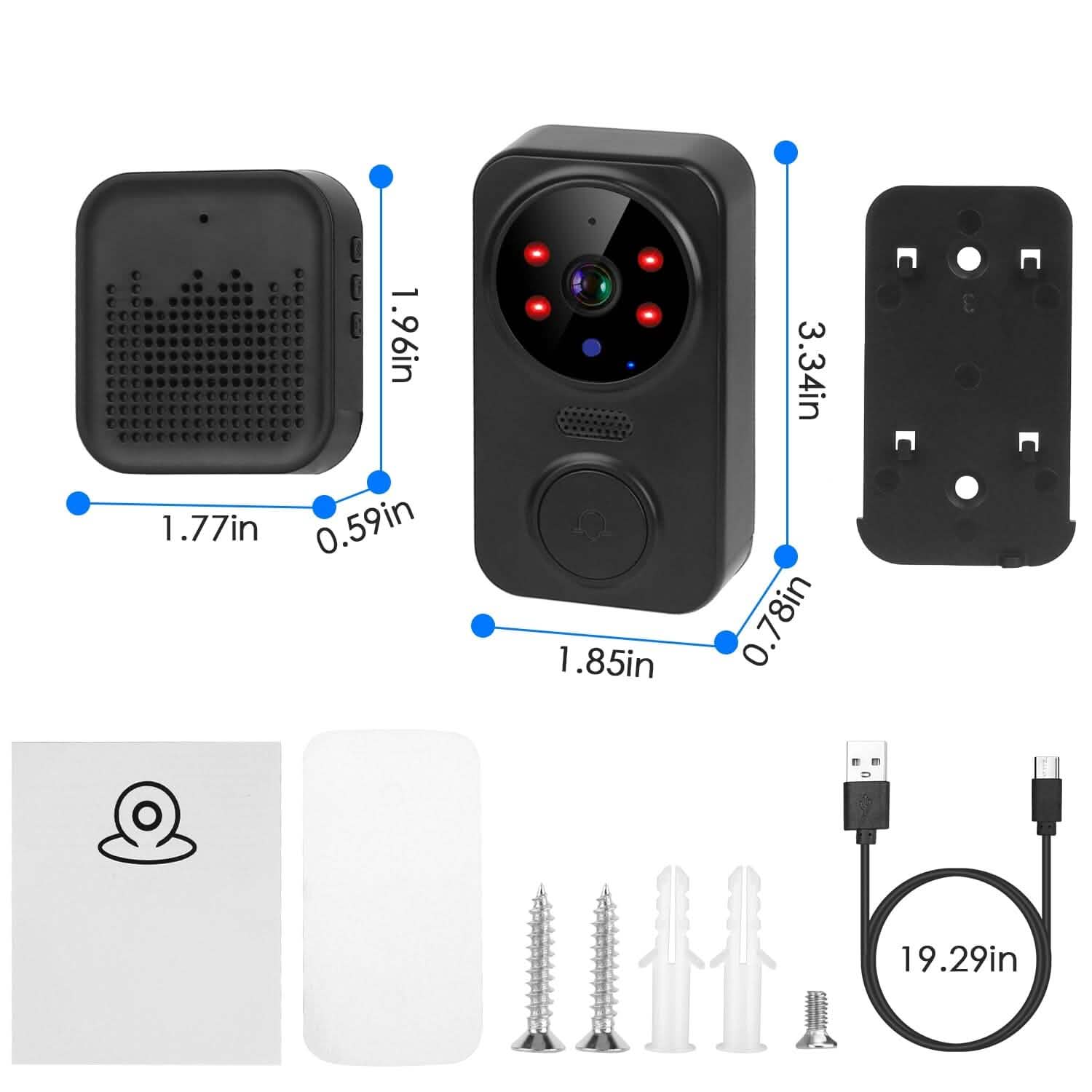 Caméra de sonnette de sécurité WiFi 1080P Audio bidirectionnel Stockage Cloud gratuit