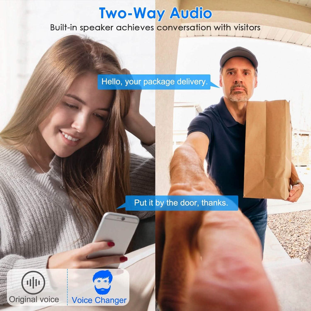 Caméra de sonnette de sécurité WiFi 1080P Audio bidirectionnel Stockage Cloud gratuit
