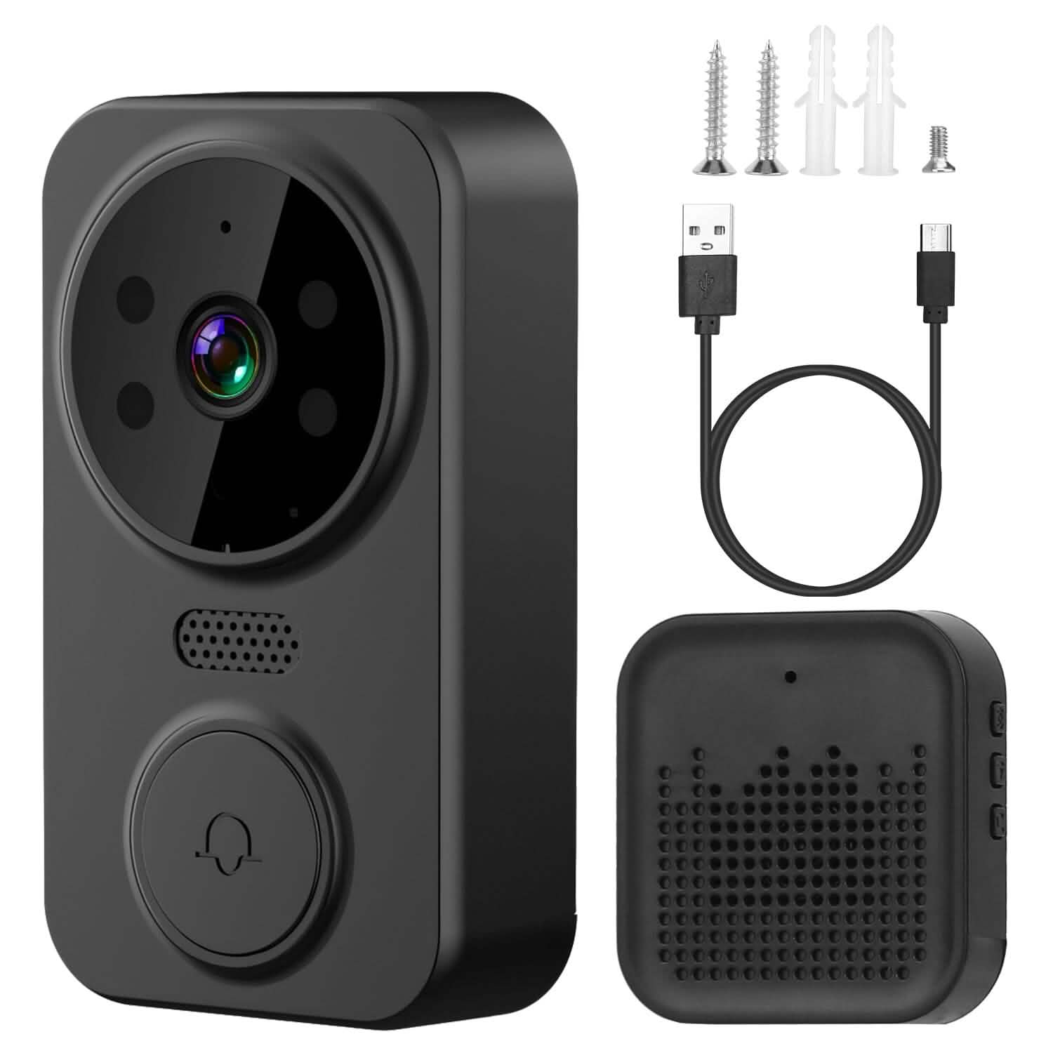 Caméra de sonnette de sécurité WiFi 1080P Audio bidirectionnel Stockage Cloud gratuit