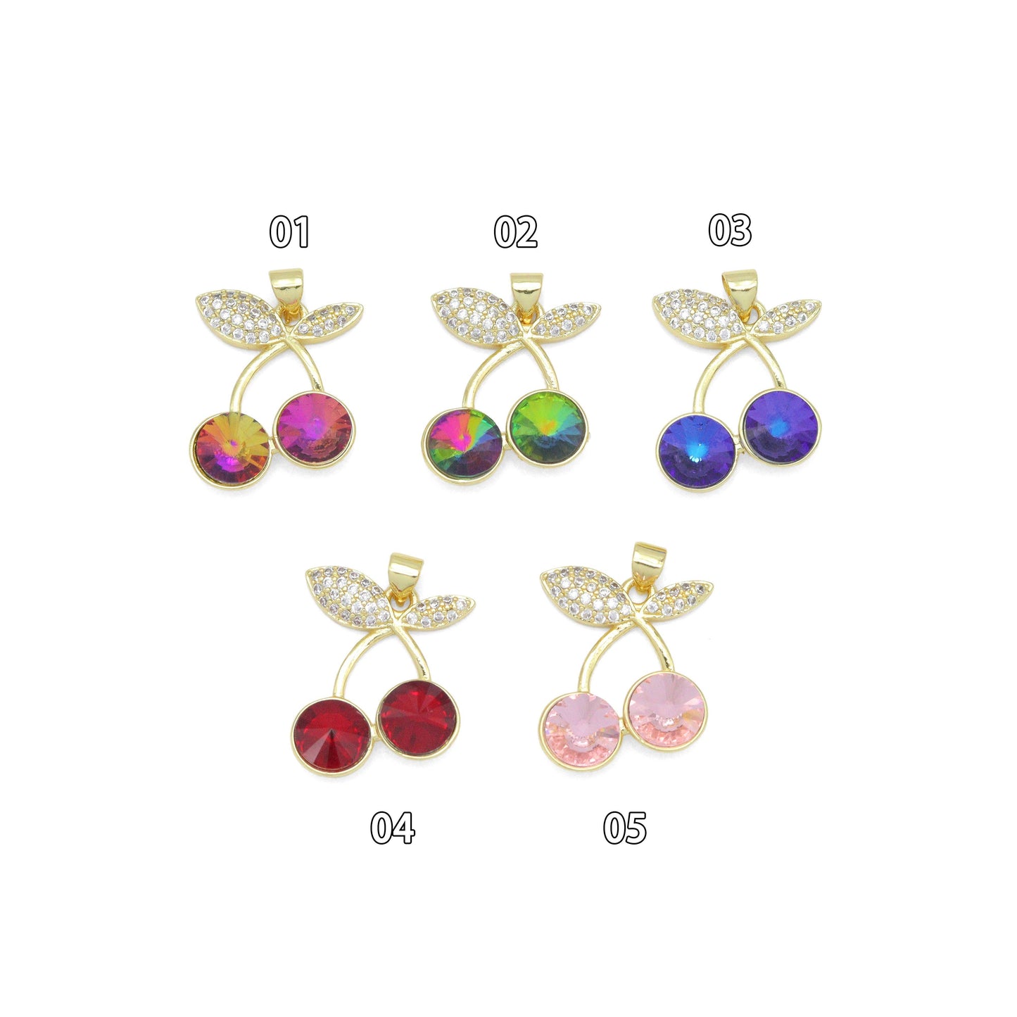 Colorful CZ Cherry Charm Pendant, Sku#LK1084
