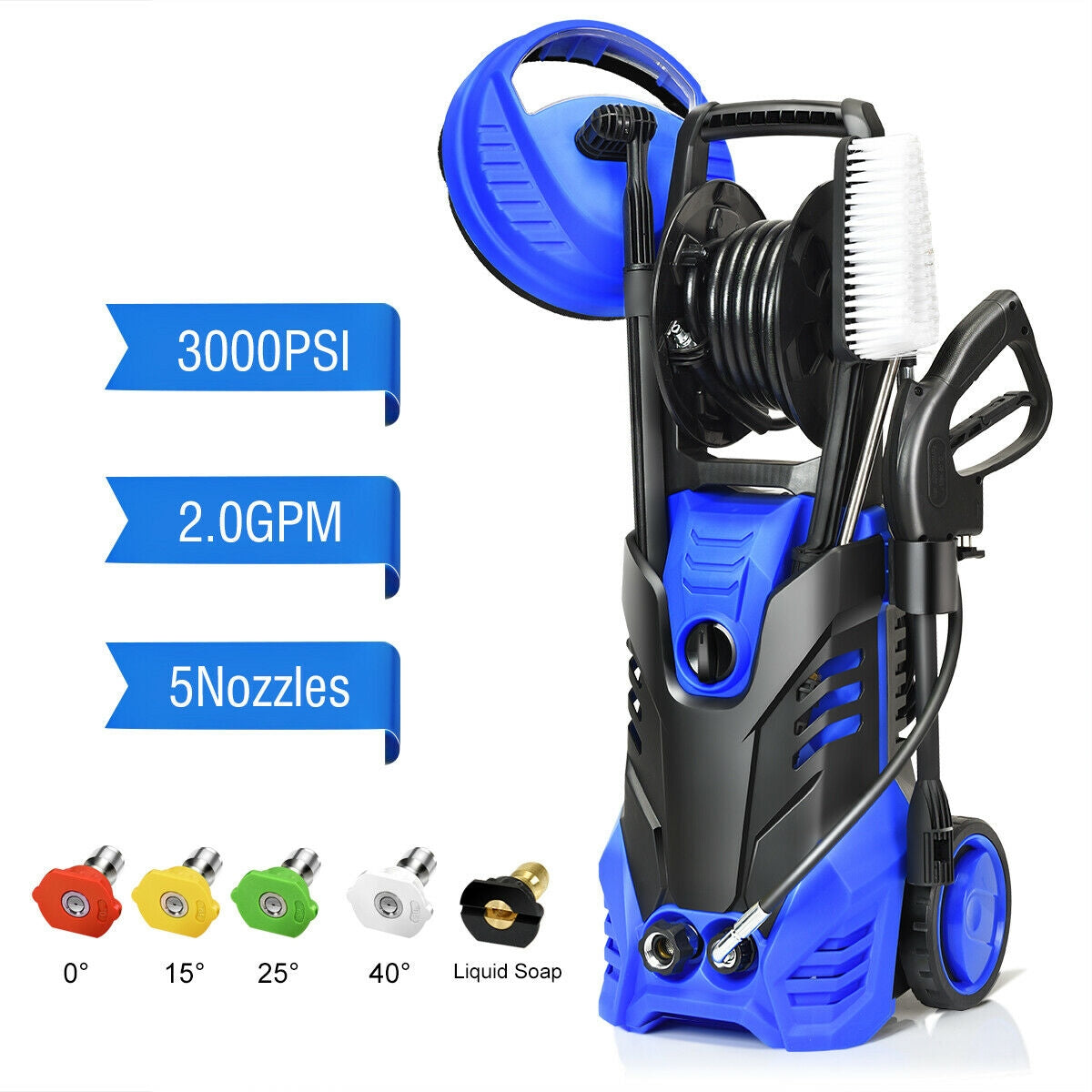 3000 PSI Electric High Pressure Washer With Patio Cleaner