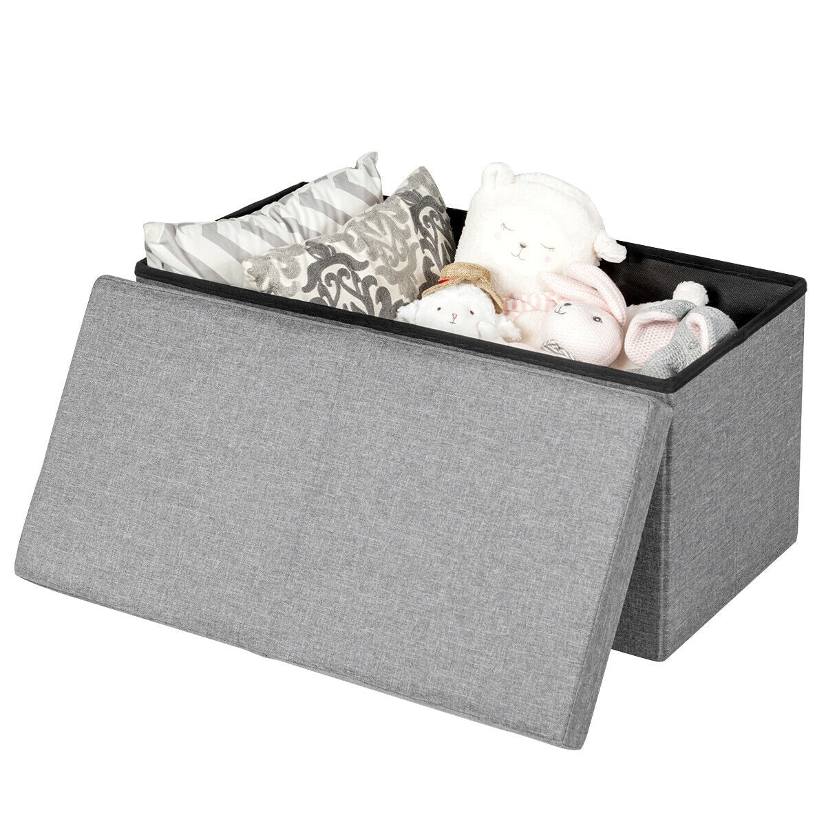 30 Inch Folding Storage Ottoman with Lift Top