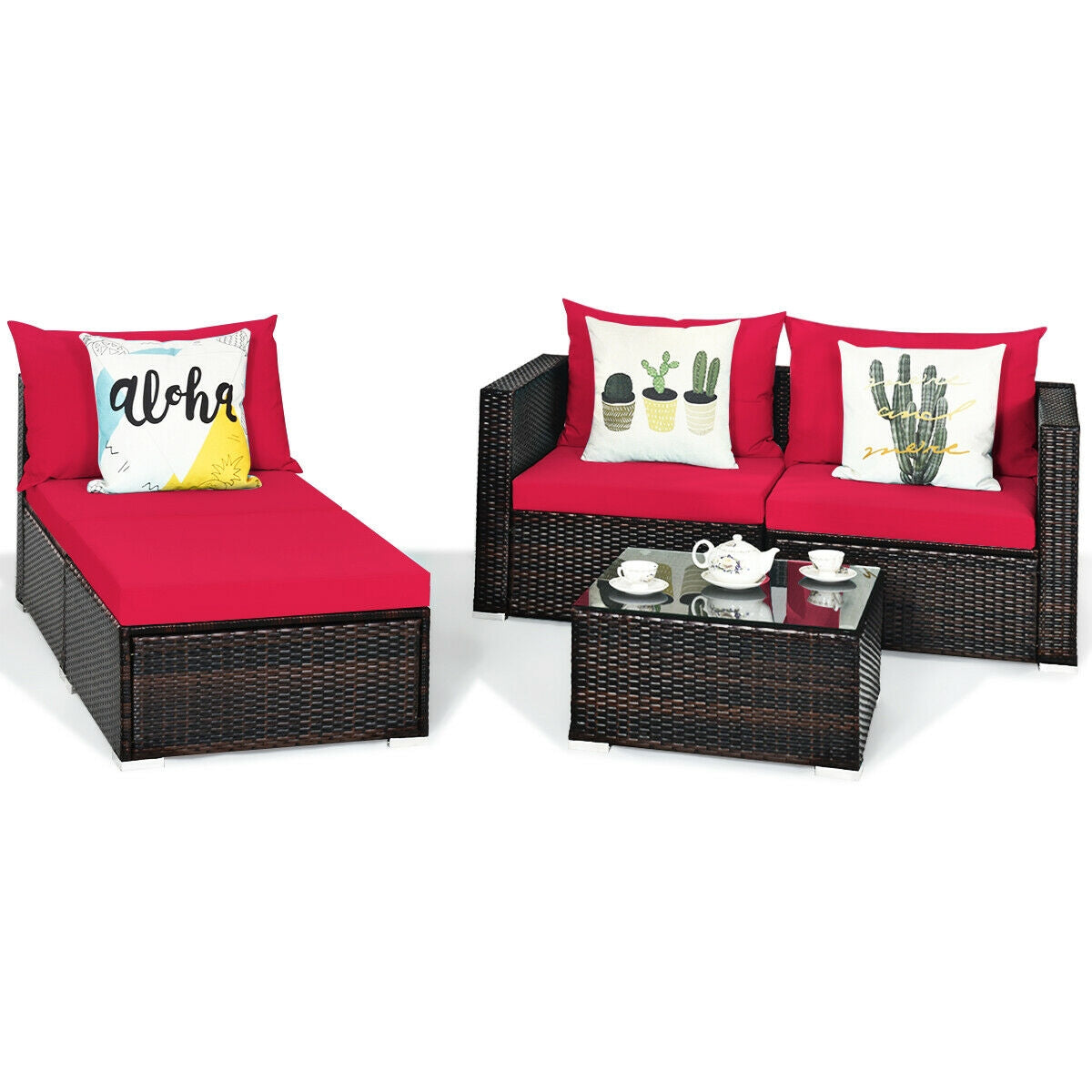 5 Pieces Patio Rattan