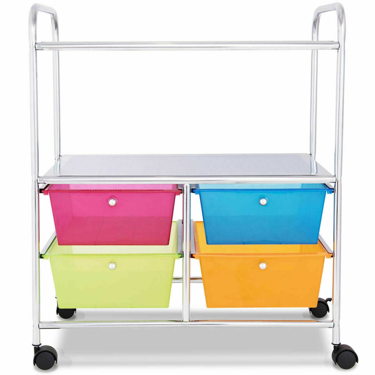 Mobile 4 Drawers Shelves Rolling Storage Cart Rack