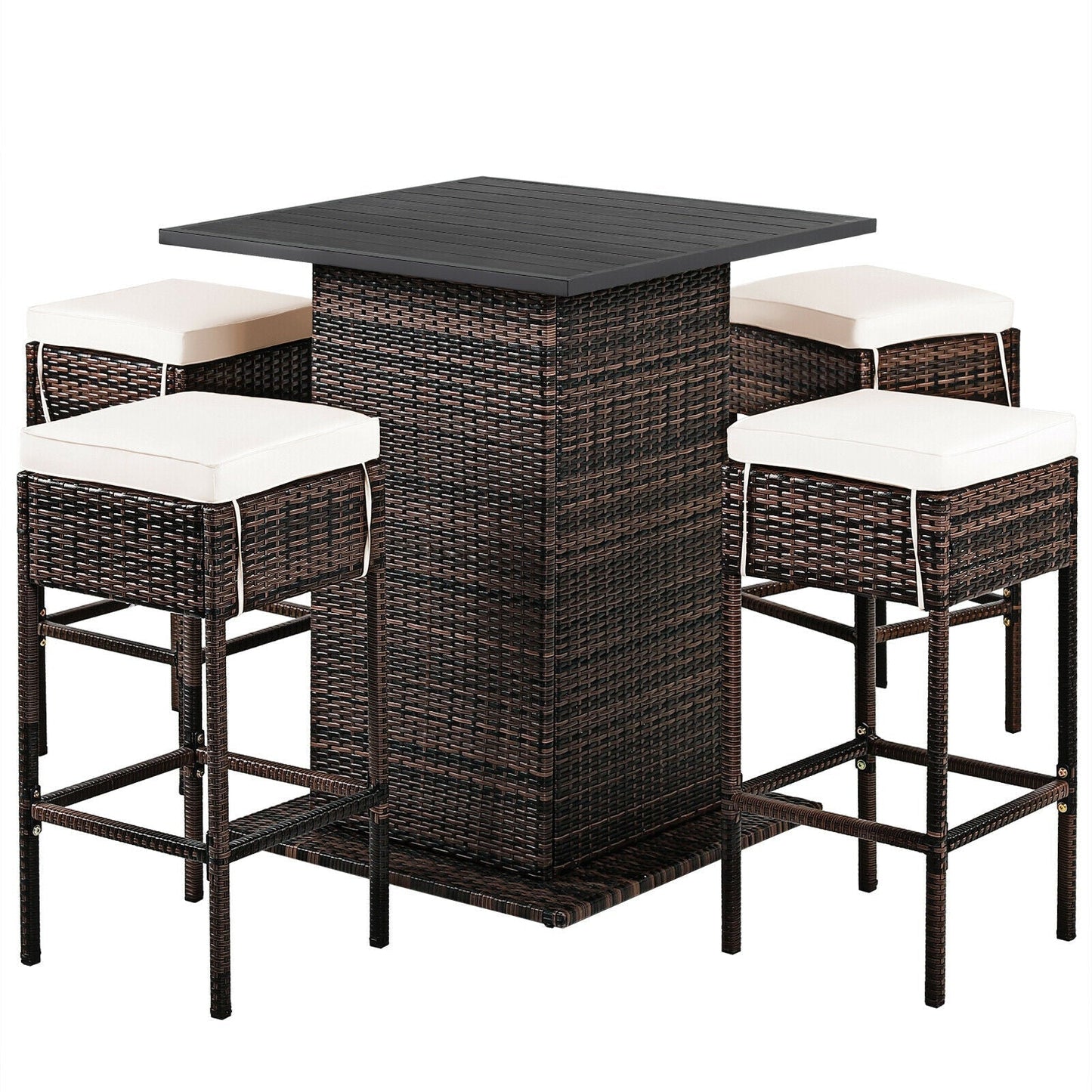 5 Pieces Patio Rattan Bar