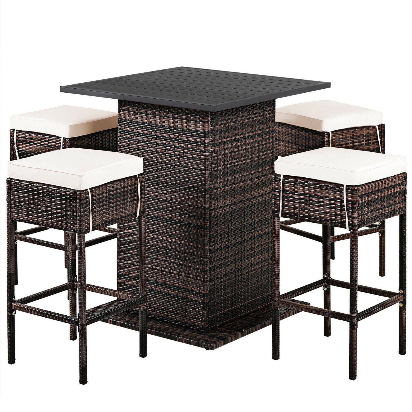 5 Pieces Patio Rattan Bar