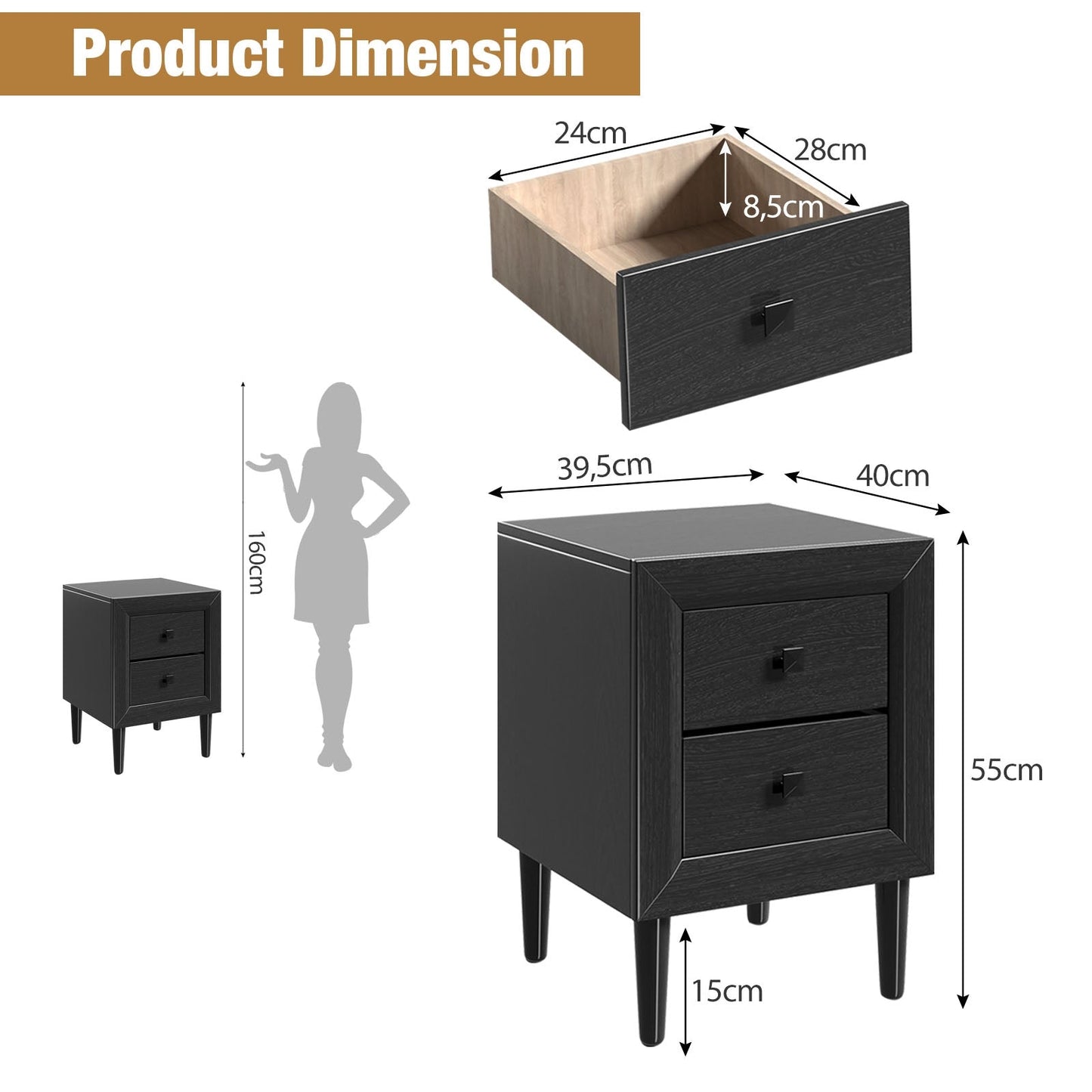 Multipurpose Retro Bedside Nightstand