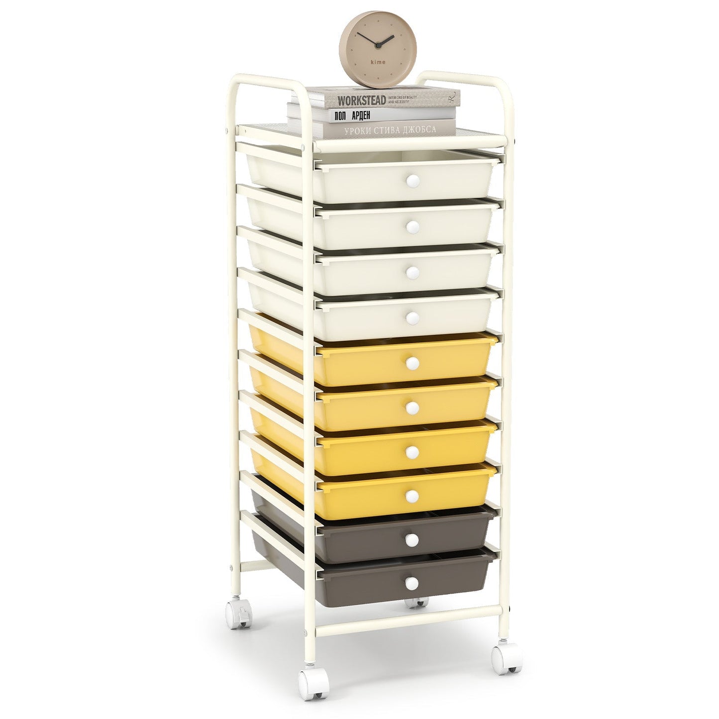 10 Drawer Rolling Storage Cart Organizer with 4 Universal Casters