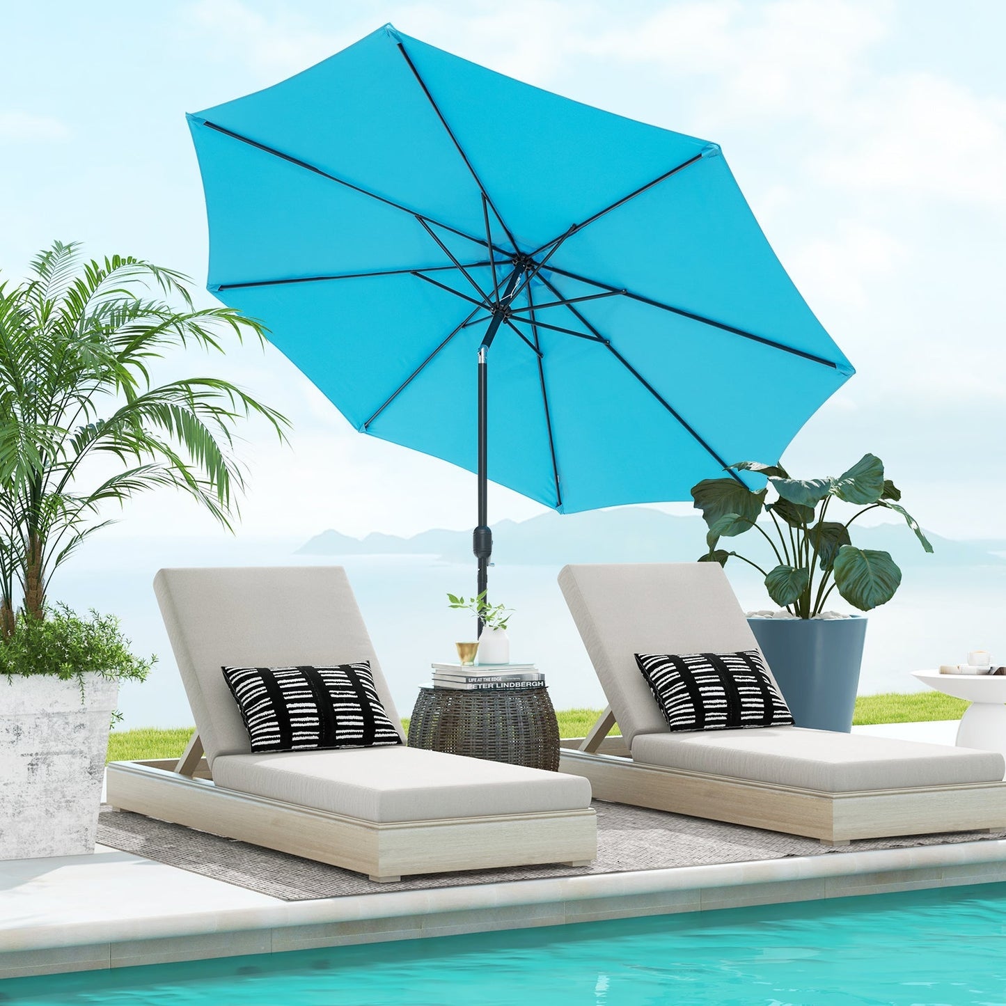 10 Feet Outdoor Patio Umbrella with Tilt Adjustment and Crank