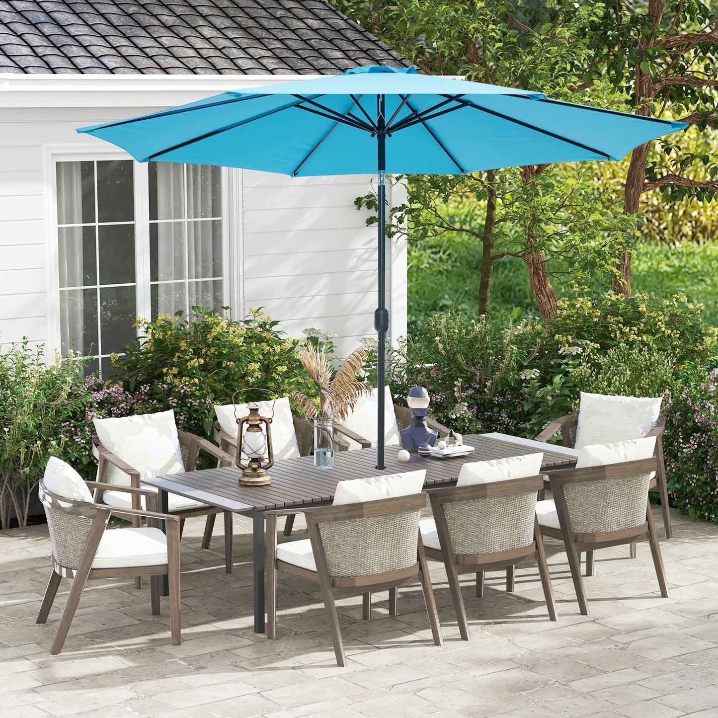 10 Feet Outdoor Patio Umbrella with Tilt Adjustment and Crank