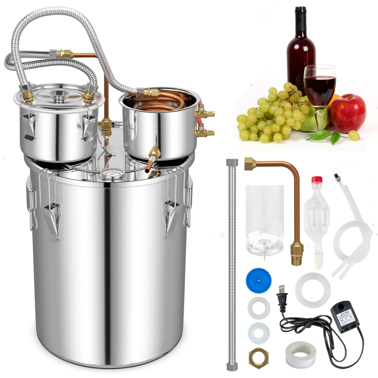 5/10 Gal 22/38 L Water Alcohol Distiller for DIY Whisky