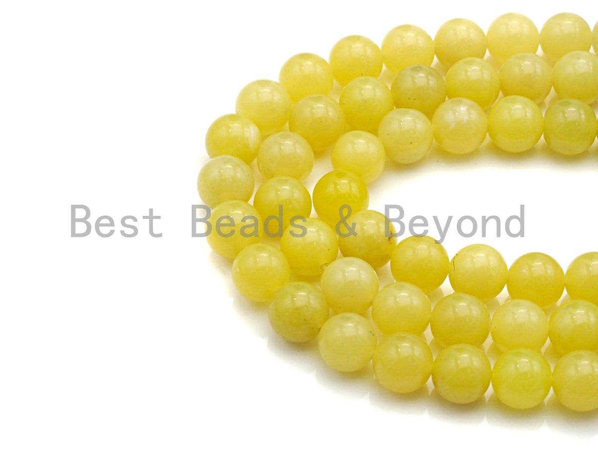 Natural Lemon Jade Round Smooth Beads, Sku#U642