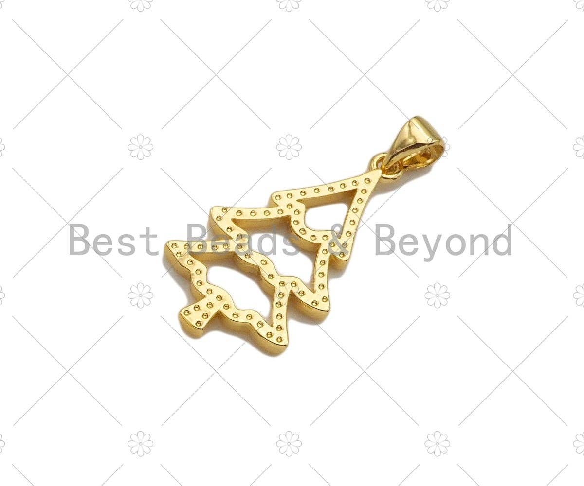 18k Gold Color Christmas Tree Shape Pendant, Dainty Gold Pendant, Christmas Charm, ,27x15mm, Sku#LK205
