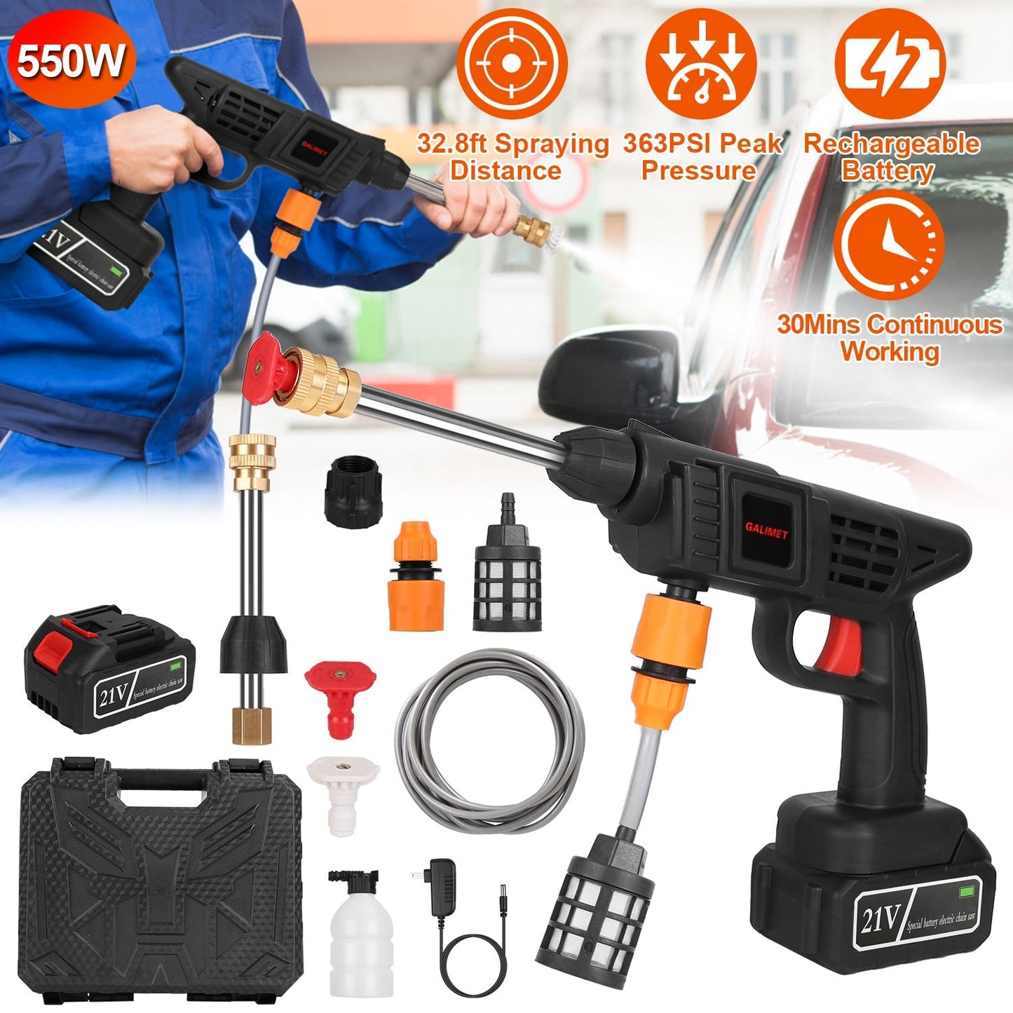 Cordless Pressure Washer Portable Electric Washer for Cars