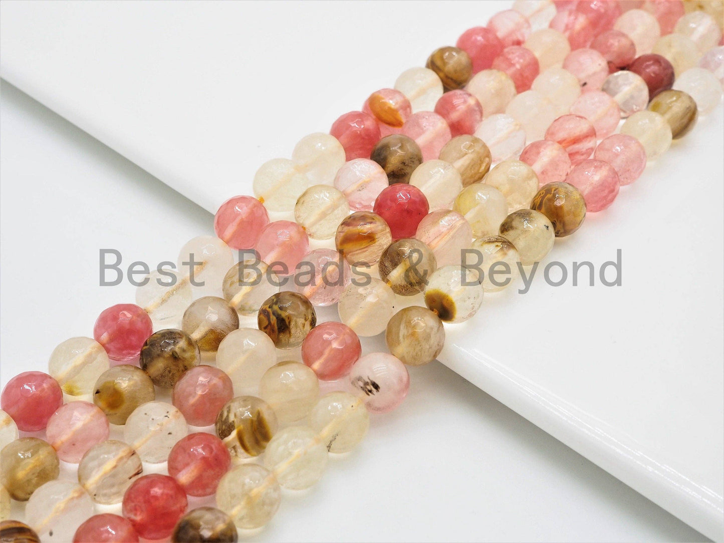 Gorgeous Strawberry Quartz Faceted Round Beads, SKU#U389