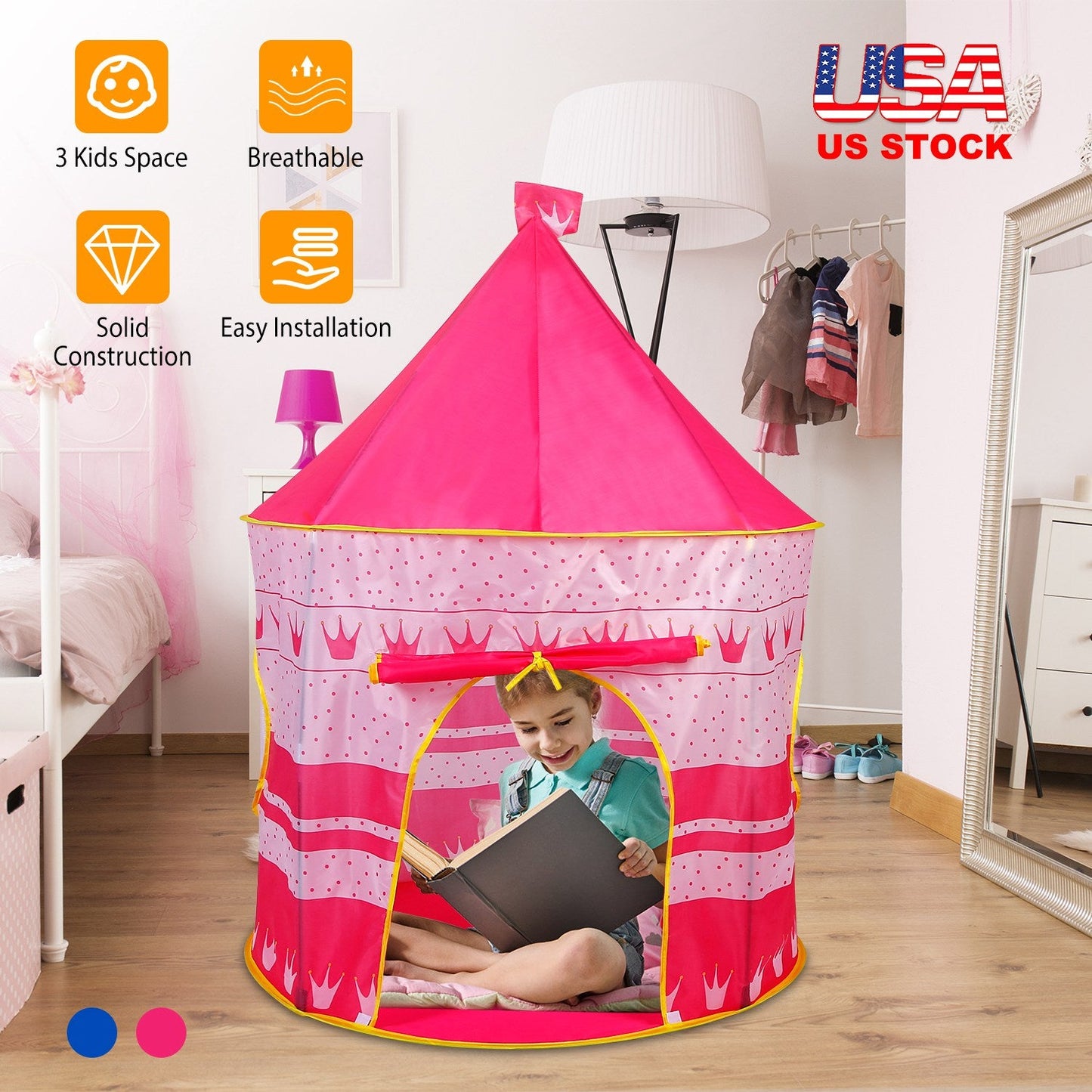 Kids Play Tent Foldable Pop Up Portable Playhouse
