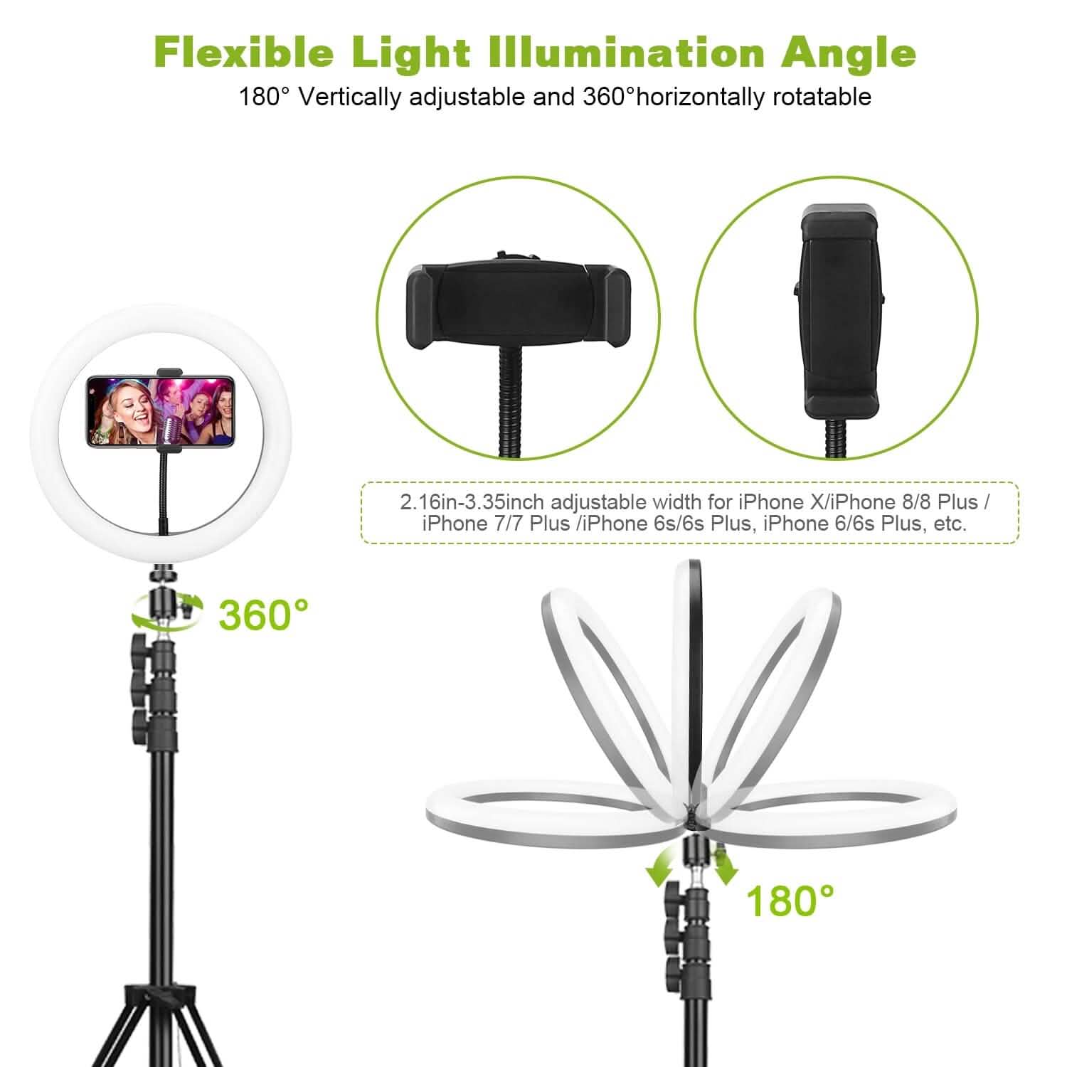 Anneau lumineux de 10 pouces avec 120 LED pour selfies