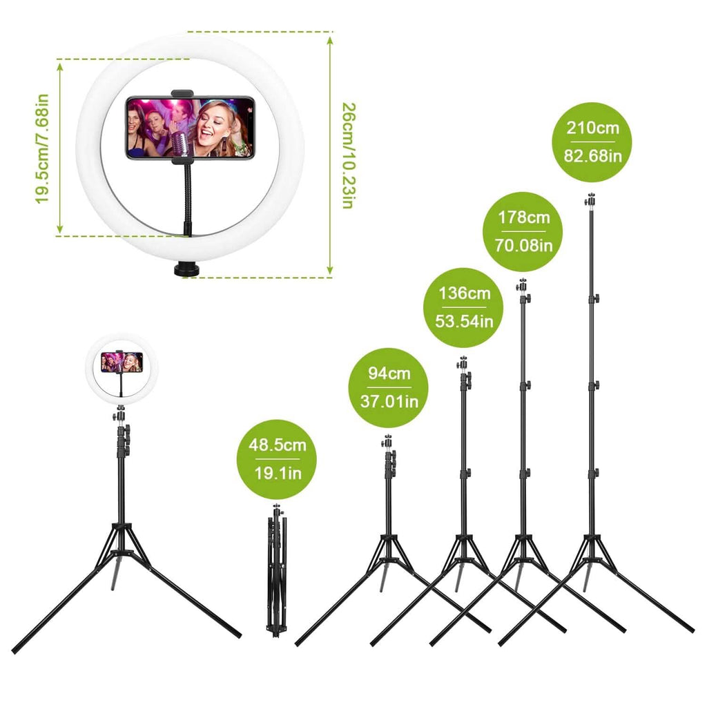 Anneau lumineux de 10 pouces avec 120 LED pour selfies