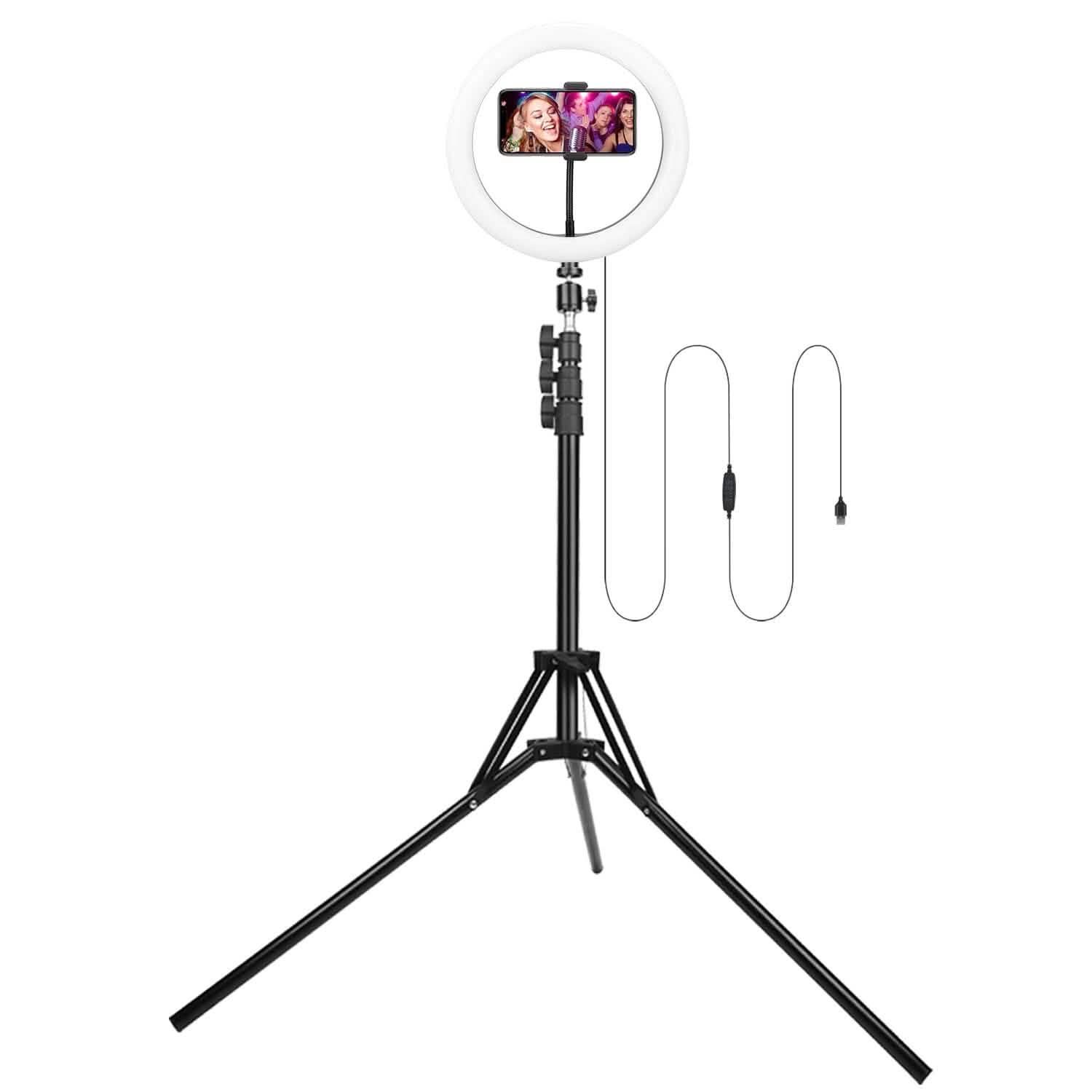 Anneau lumineux de 10 pouces avec 120 LED pour selfies